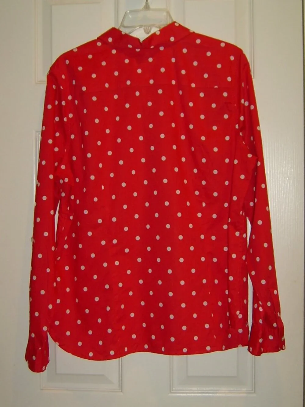 Talbots Red & White Polka Dot Blouse Size L, VGUC - Picture 3 of 3